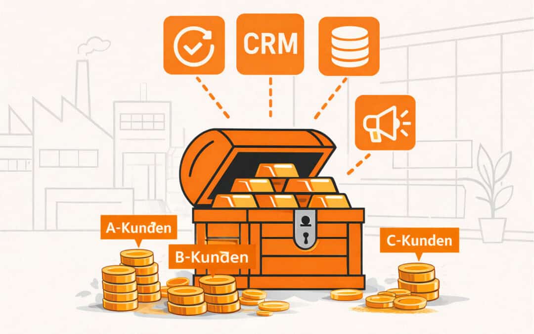 Illustration eines Umsatzschatzes im CRM: Bestandskunden bieten großes Potenzial für Cross- und Up-Selling im B2B.