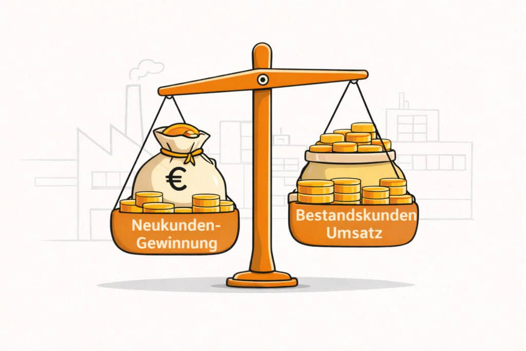 Vergleich zwischen Neukundengewinnung und Bestandskundenumsatz im B2B – Bestandskunden als größerer Umsatzhebel