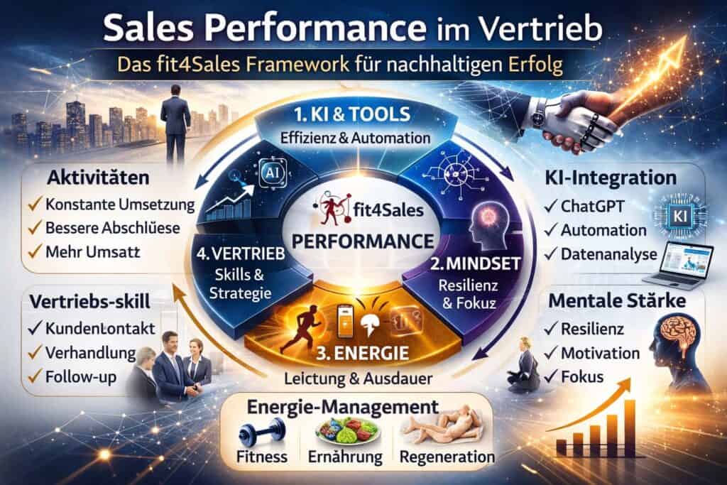 fit4Sales Framework zur Sales Performance im Vertrieb mit KI, Mindset, Energie und Vertriebskompetenz
