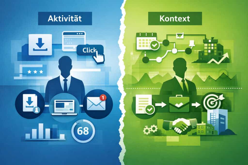 Unterschied zwischen Aktivität und Kontext im Lead Scoring im B2B mit Fokus auf Customer Journey und Relevanz