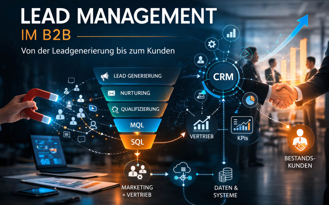 Lead Management im B2B – Prozess von Leadgenerierung über Nurturing, MQL und SQL bis zum Kunden mit CRM und Marketing-Vertrieb-Zusammenarbeit