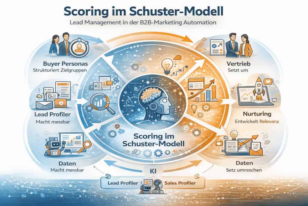 Lead Scoring im Schuster-Modell im B2B mit Integration von Nurturing, Vertrieb und Customer Journey