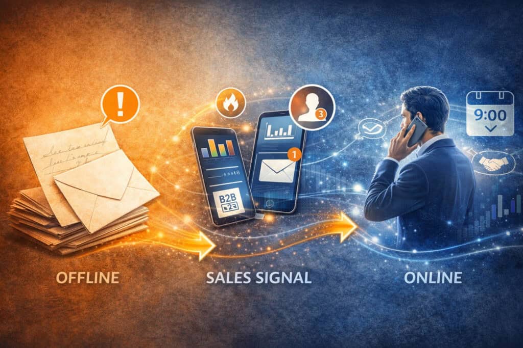 Offline Marketing im B2B: Analoge Signale wie Briefe oder Postkarten erzeugen digitale Vertriebssignale und führen zu persönlichem Vertriebskontakt