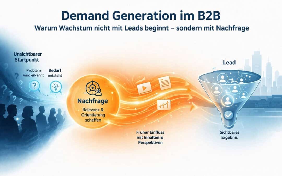 Headergrafik des Schuster-Modells® im B2B: Darstellung eines Wachstumssystems mit den Elementen Entwicklung, Vertriebssignale und Timing in einer klar strukturierten Infografik
