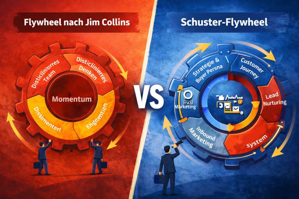 Die Darstellung verdeutlicht den Übergang von klassischen Leadership-Modellen hin zu datengetriebenen, skalierbaren Marketing- und Vertriebssystemen im B2B.